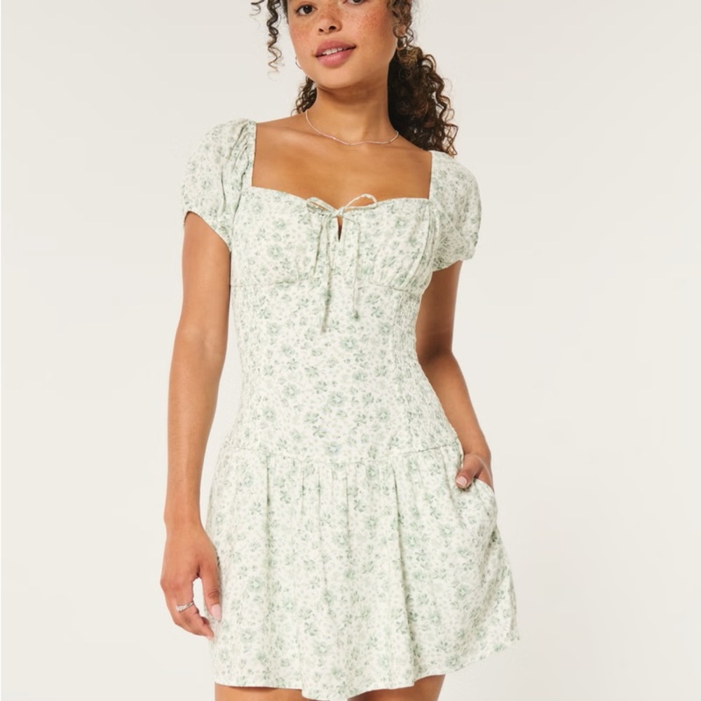 Hollister Mint Green Floral Mini Dress